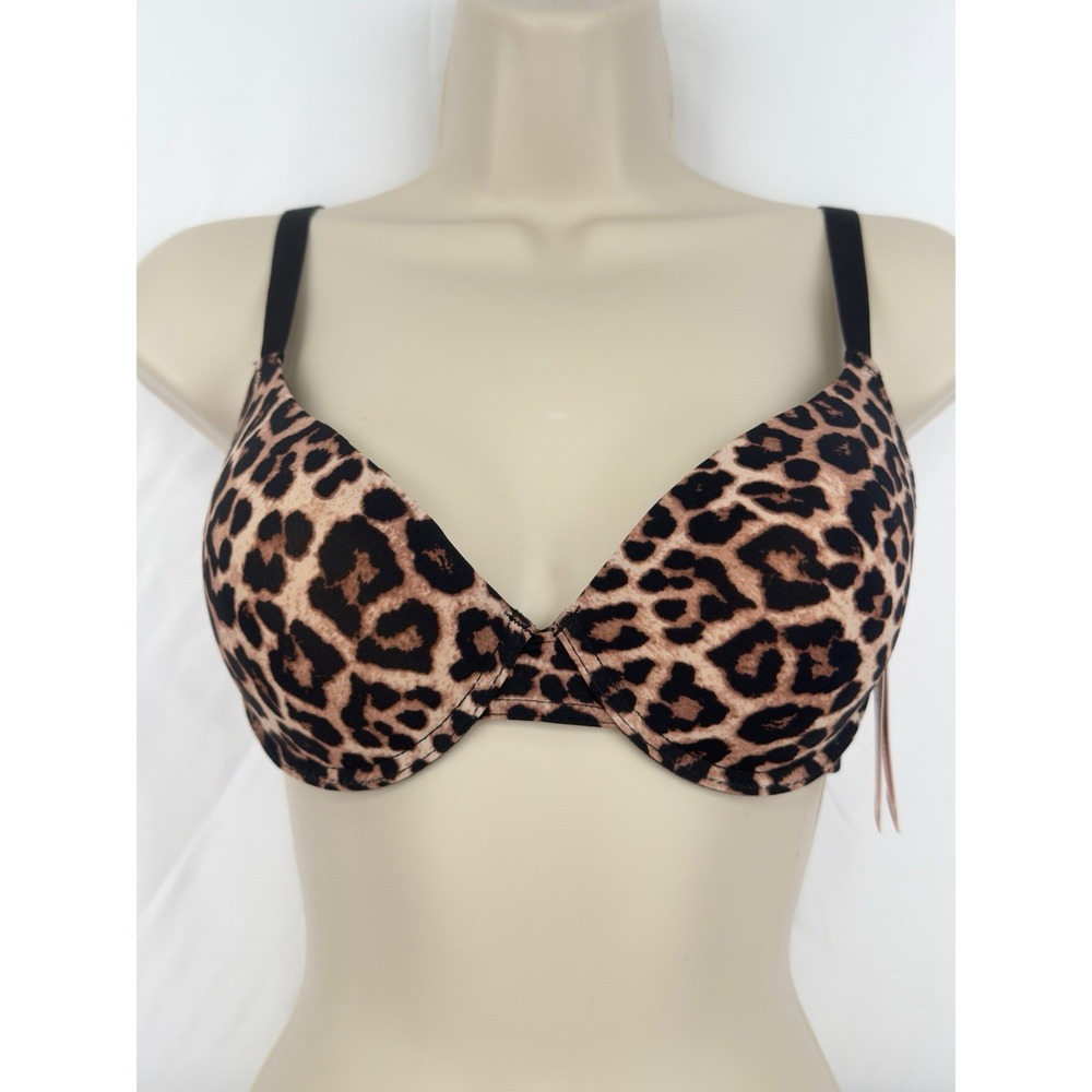 Juicy Couture 4603-65 Push Up Bra 36B Leopard Print Padded Underwire
